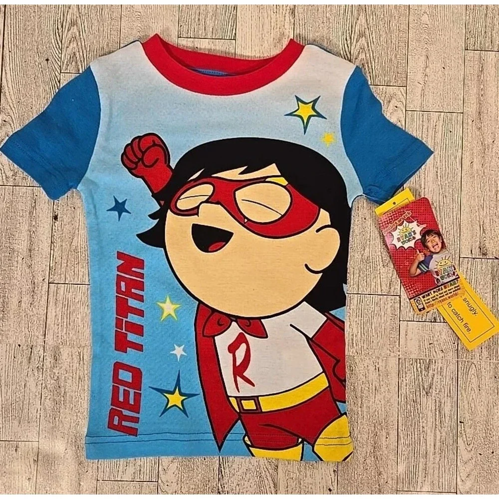 Ryans World Pajamas Boys 4 Red Titan Snug Fitting 2pc Set Pjs NEW